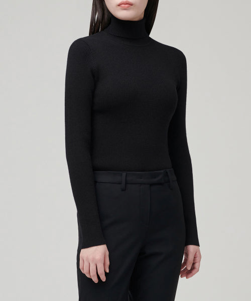 MUSINSA STANDARD WOMAN MUSINSA STANDARD WOMAN Women's Ribbed Slim Turtleneck Knit Black
