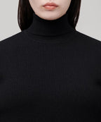 MUSINSA STANDARD WOMAN MUSINSA STANDARD WOMAN Women's Ribbed Slim Turtleneck Knit Black