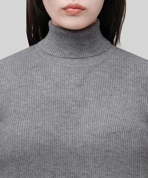 MUSINSA STANDARD WOMAN MUSINSA STANDARD WOMAN Women's Ribbed Slim Turtleneck Knit Medium Gray