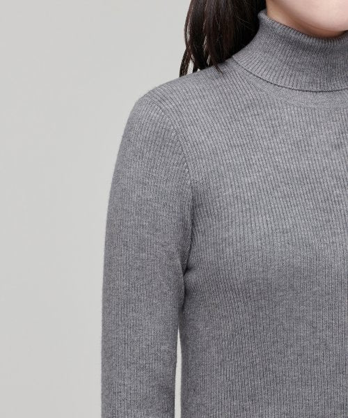 MUSINSA STANDARD WOMAN MUSINSA STANDARD WOMAN Women's Ribbed Slim Turtleneck Knit Medium Gray