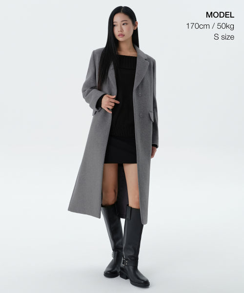 MUSINSA STANDARD WOMAN MUSINSA STANDARD WOMAN Cashmere Blend Chester Long Coat [Medium Gray]