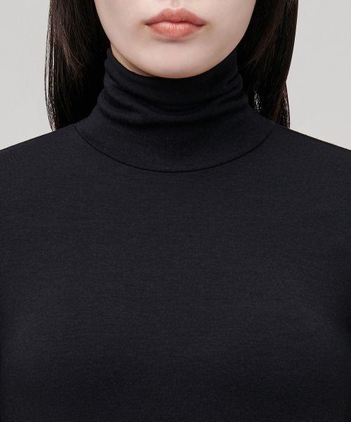 MUSINSA STANDARD WOMAN MUSINSA STANDARD WOMAN T-Shirt Slim Turtleneck [Black] (Size S)