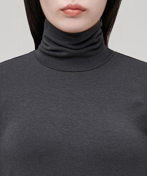 MUSINSA STANDARD WOMAN MUSINSA STANDARD WOMAN T-Shirt Slim Turtleneck [Dark Gray]