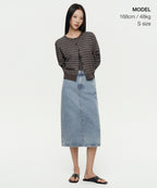 MUSINSA STANDARD WOMAN MUSINSA STANDARD WOMAN Denim Midi Skirt Light Indigo