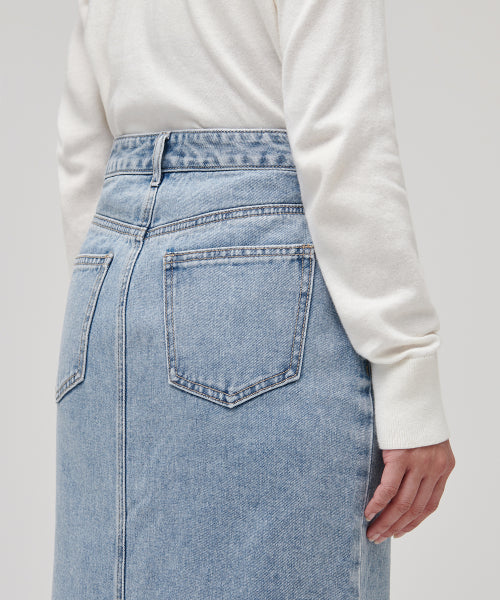 MUSINSA STANDARD WOMAN MUSINSA STANDARD WOMAN Denim Midi Skirt Light Indigo