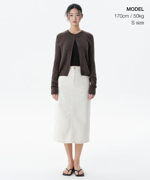 MUSINSA STANDARD WOMAN MUSINSA STANDARD WOMAN Denim Midi Skirt Cream