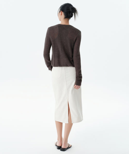 MUSINSA STANDARD WOMAN MUSINSA STANDARD WOMAN Denim Midi Skirt Cream