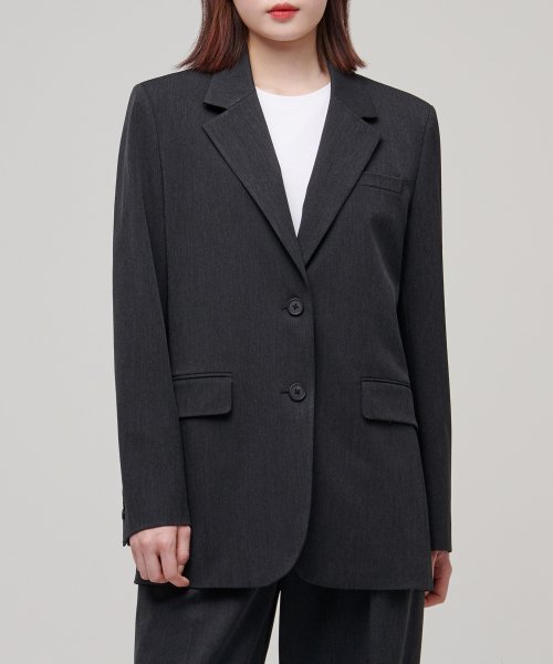 MUSINSA STANDARD WOMAN MUSINSA STANDARD WOMAN Women's Oversized Blazer Charcoal Gray