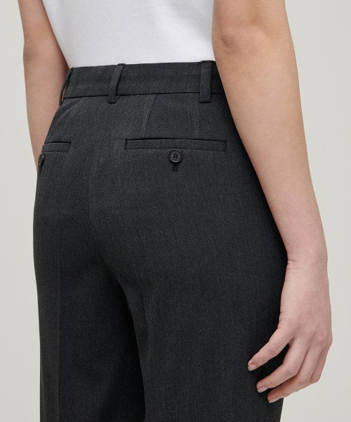 MUSINSA STANDARD WOMAN MUSINSA STANDARD WOMAN Women's Slim Straight Hidden Banding Slacks [Charcoal Gray]