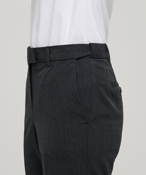 MUSINSA STANDARD WOMAN MUSINSA STANDARD WOMAN Women's Slim Straight Hidden Banding Slacks [Charcoal Gray]