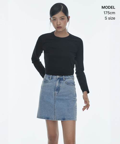 MUSINSA STANDARD WOMAN MUSINSA STANDARD WOMAN Denim Mini Skirt Light Indigo