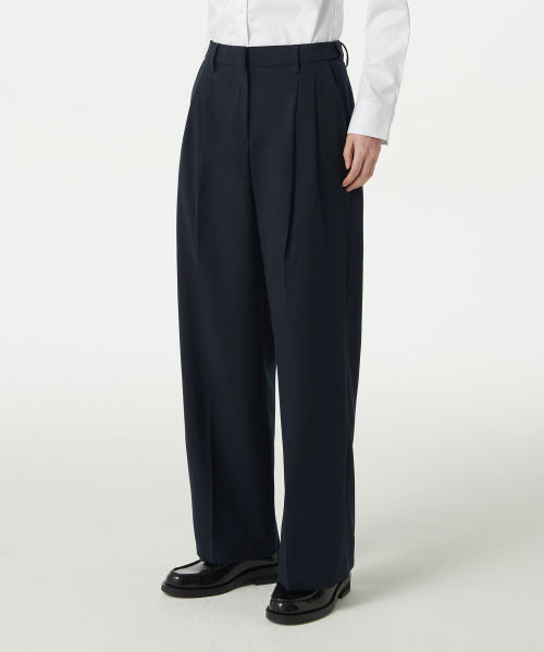 MUSINSA STANDARD WOMAN MUSINSA STANDARD WOMAN Slacks High Waist Wide [Navy]
