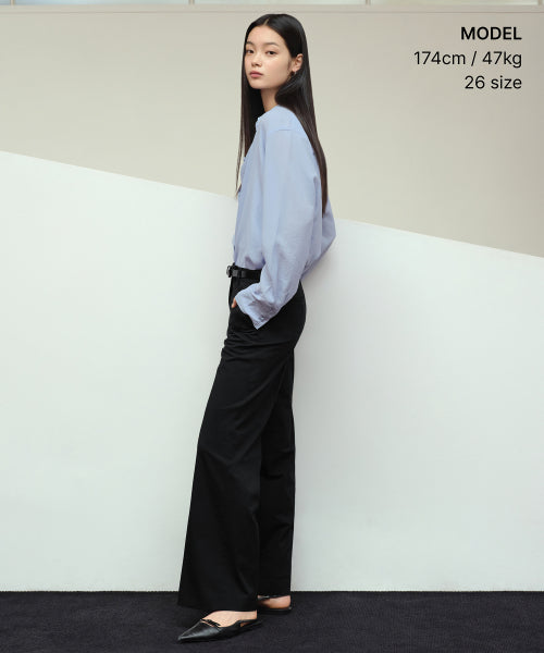 MUSINSA STANDARD WOMAN MUSINSA STANDARD WOMAN Slacks Wide Fit [Black]