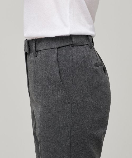 MUSINSA STANDARD WOMAN MUSINSA STANDARD WOMAN Women's Slim Straight Hidden Banding Slacks [Medium Gray]