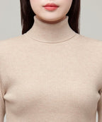MUSINSA STANDARD WOMAN MUSINSA STANDARD WOMAN Women's Ribbed Slim Turtleneck Knit Light Beige