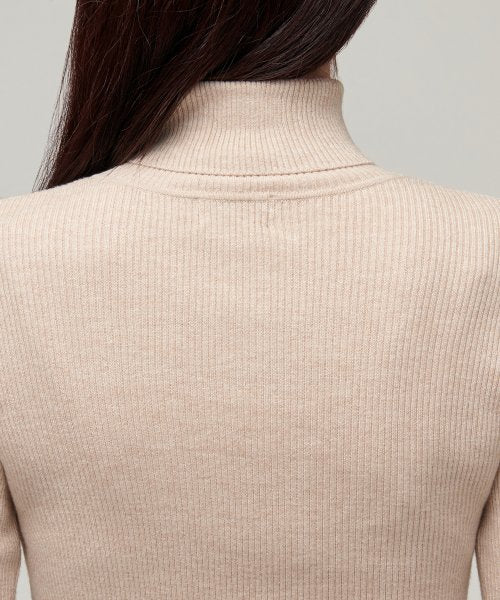 MUSINSA STANDARD WOMAN MUSINSA STANDARD WOMAN Women's Ribbed Slim Turtleneck Knit Light Beige
