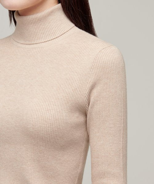 MUSINSA STANDARD WOMAN MUSINSA STANDARD WOMAN Women's Ribbed Slim Turtleneck Knit Light Beige