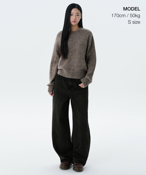 MUSINSA STANDARD WOMAN MUSINSA STANDARD WOMAN Women's Multi Melange Crew Neck Knit Mocha Brown