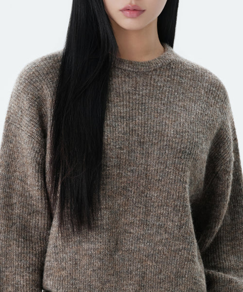 MUSINSA STANDARD WOMAN MUSINSA STANDARD WOMAN Women's Multi Melange Crew Neck Knit Mocha Brown