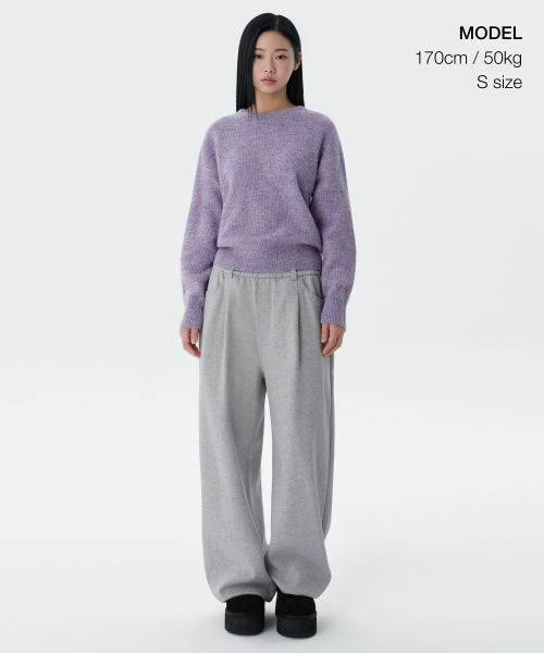 MUSINSA STANDARD WOMAN MUSINSA STANDARD WOMAN Women's Multi Melange Crew Neck Knit Heather Violet