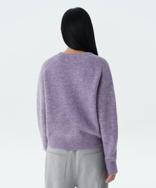 MUSINSA STANDARD WOMAN MUSINSA STANDARD WOMAN Women's Multi Melange Crew Neck Knit Heather Violet