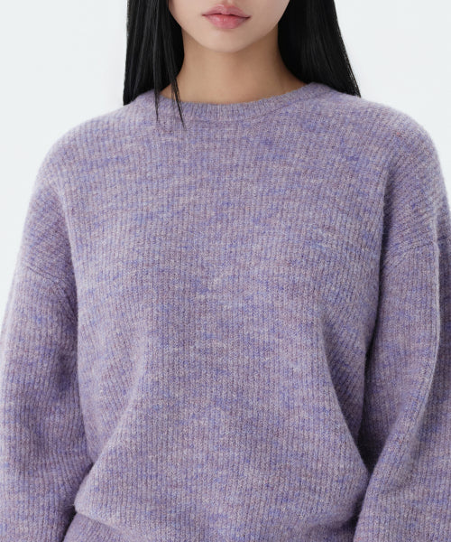 MUSINSA STANDARD WOMAN MUSINSA STANDARD WOMAN Women's Multi Melange Crew Neck Knit Heather Violet