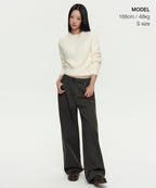 MUSINSA STANDARD WOMAN MUSINSA STANDARD WOMAN Women's Fuzzy Crew Neck Knit Cream
