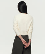 MUSINSA STANDARD WOMAN MUSINSA STANDARD WOMAN Women's Fuzzy Crew Neck Knit Cream