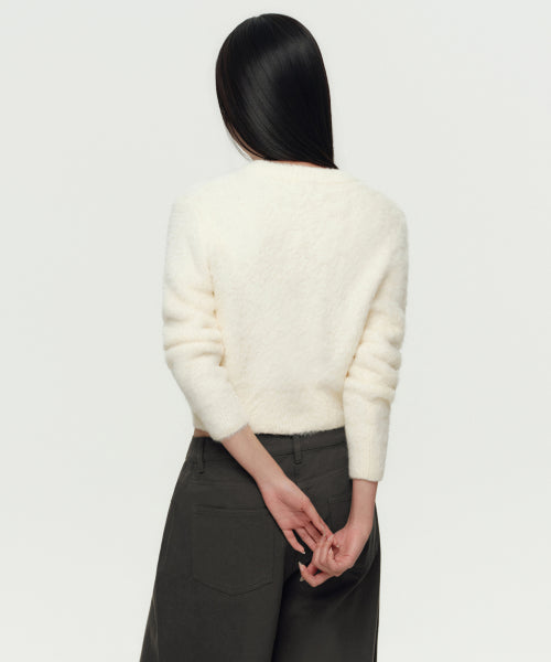 MUSINSA STANDARD WOMAN MUSINSA STANDARD WOMAN Women's Fuzzy Crew Neck Knit Cream