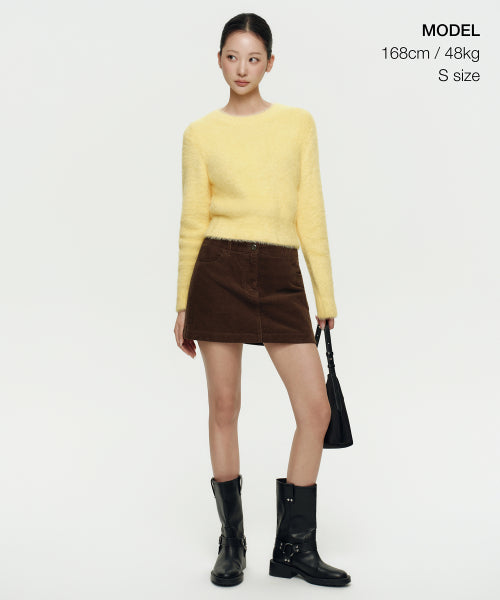 MUSINSA STANDARD WOMAN MUSINSA STANDARD WOMAN Women's Fuzzy Crew Neck Knit Yellow
