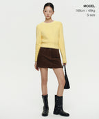 MUSINSA STANDARD WOMAN MUSINSA STANDARD WOMAN Women's Fuzzy Crew Neck Knit Yellow