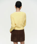 MUSINSA STANDARD WOMAN MUSINSA STANDARD WOMAN Women's Fuzzy Crew Neck Knit Yellow