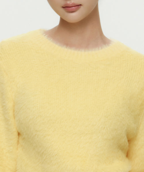 MUSINSA STANDARD WOMAN MUSINSA STANDARD WOMAN Women's Fuzzy Crew Neck Knit Yellow