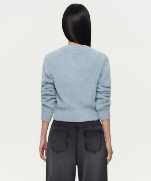 MUSINSA STANDARD WOMAN MUSINSA STANDARD WOMAN Women's Fuzzy Crew Neck Knit Blue Gray