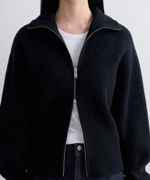 MUSINSA STANDARD WOMAN MUSINSA STANDARD WOMAN Women's Knitwear Zip-up [Black]