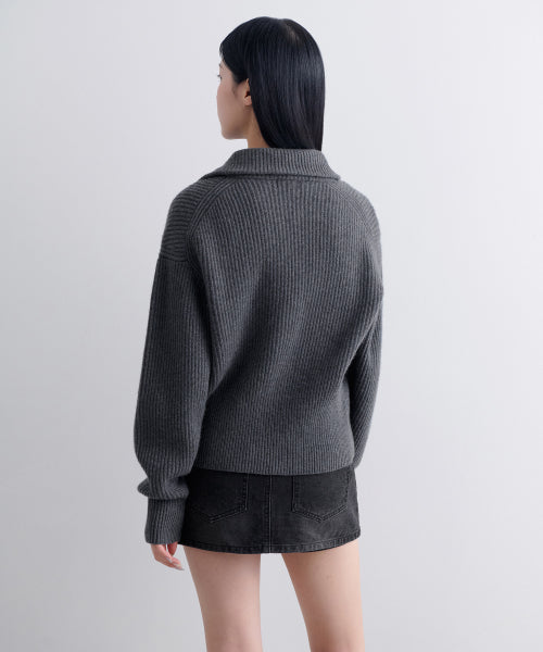 MUSINSA STANDARD WOMAN MUSINSA STANDARD WOMAN Women's Knitwear Zip-up [Medium Gray]