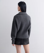 MUSINSA STANDARD WOMAN MUSINSA STANDARD WOMAN Women's Knitwear Zip-up [Medium Gray]