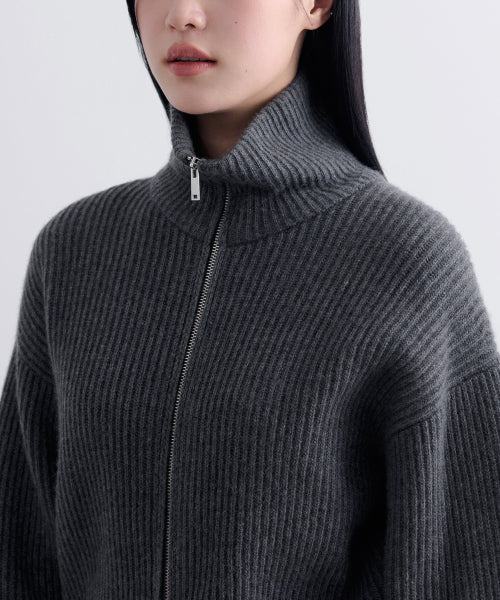 MUSINSA STANDARD WOMAN MUSINSA STANDARD WOMAN Women's Knitwear Zip-up [Medium Gray]