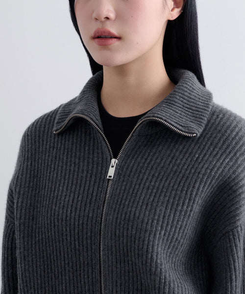 MUSINSA STANDARD WOMAN MUSINSA STANDARD WOMAN Women's Knitwear Zip-up [Medium Gray]