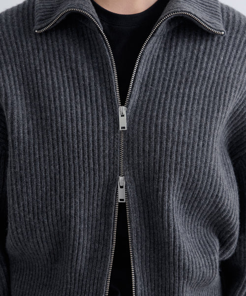 MUSINSA STANDARD WOMAN MUSINSA STANDARD WOMAN Women's Knitwear Zip-up [Medium Gray]
