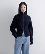 MUSINSA STANDARD WOMAN MUSINSA STANDARD WOMAN Women's Knitwear Zip-up (Navy)