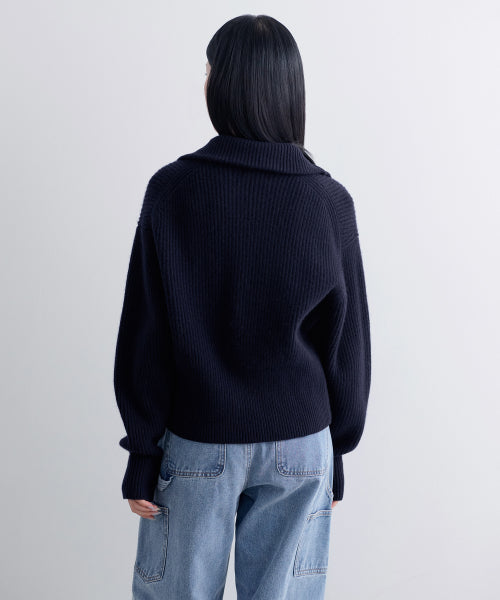 MUSINSA STANDARD WOMAN MUSINSA STANDARD WOMAN Women's Knitwear Zip-up (Navy)