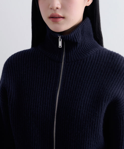 MUSINSA STANDARD WOMAN MUSINSA STANDARD WOMAN Women's Knitwear Zip-up (Navy)