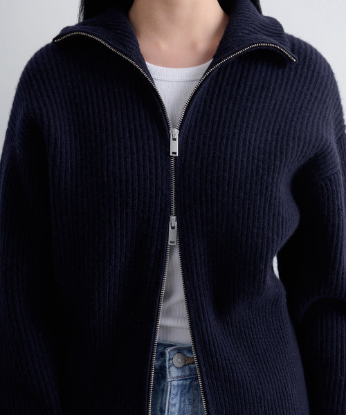 MUSINSA STANDARD WOMAN MUSINSA STANDARD WOMAN Women's Knitwear Zip-up (Navy)