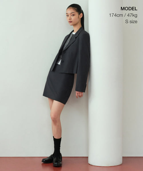 MUSINSA STANDARD WOMAN MUSINSA STANDARD WOMAN Women's Crop Blazer Gray