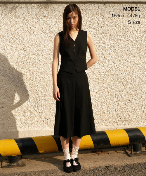 MUSINSA STANDARD WOMAN MUSINSA STANDARD WOMAN Pleated Midi Skirt Black