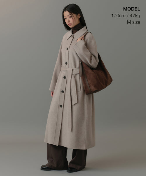 MUSINSA STANDARD WOMAN MUSINSA STANDARD WOMAN Cashmere Blend Handmade Balmacan Robe Coat [Oatmeal]