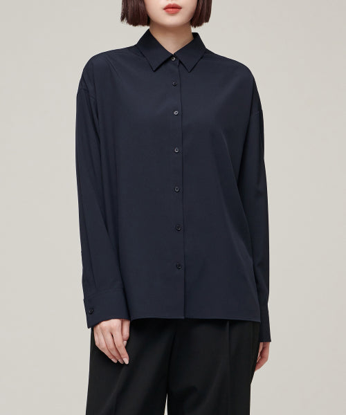 MUSINSA STANDARD WOMAN MUSINSA STANDARD WOMAN Women's Oversized Silky Shirt Dark Navy