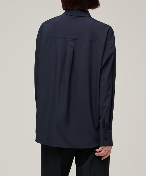 MUSINSA STANDARD WOMAN MUSINSA STANDARD WOMAN Women's Oversized Silky Shirt Dark Navy