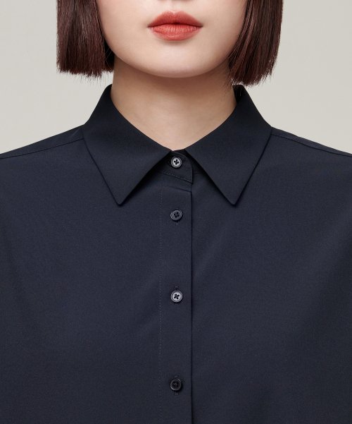MUSINSA STANDARD WOMAN MUSINSA STANDARD WOMAN Women's Oversized Silky Shirt Dark Navy